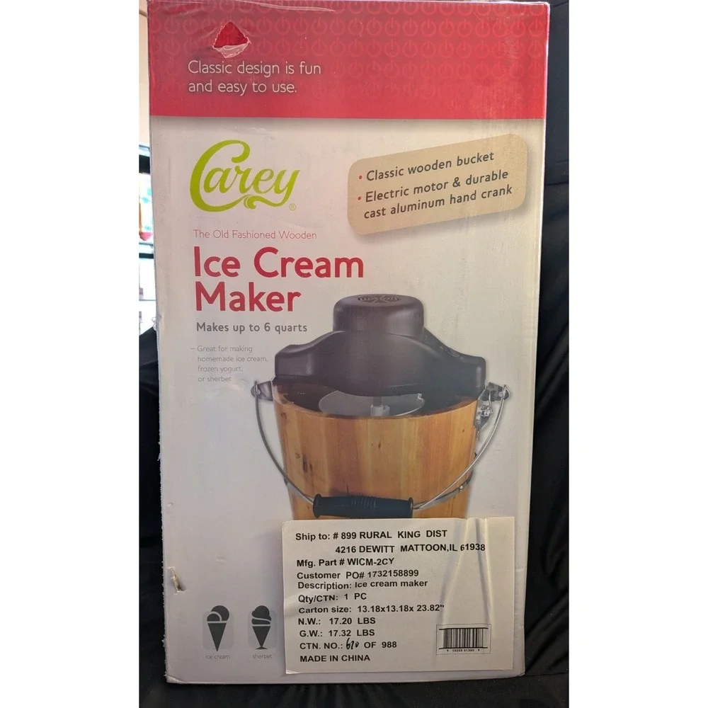 Carey 6 Qt. Homemade Ice Cream Maker Wooden Bucket